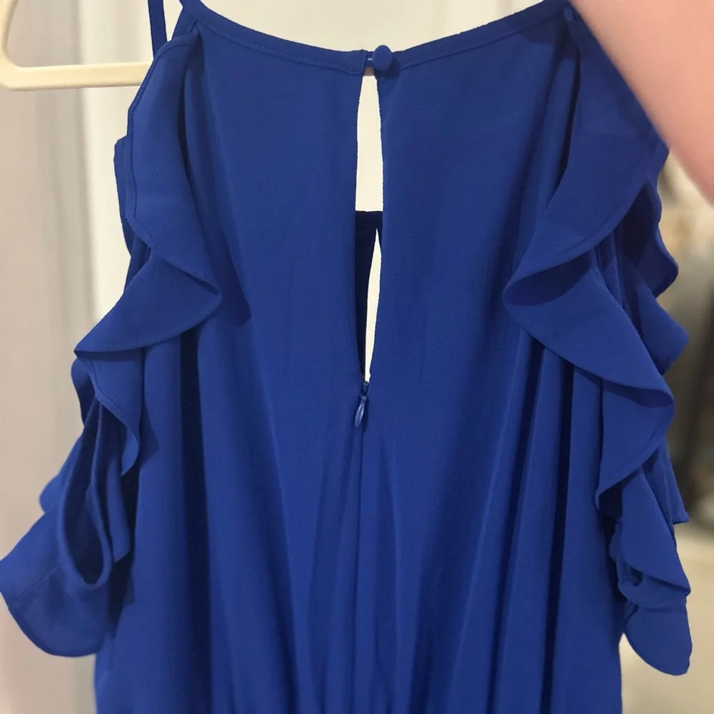 Royal Blue Ruffle Jumpsuit - Picture 4 of 6